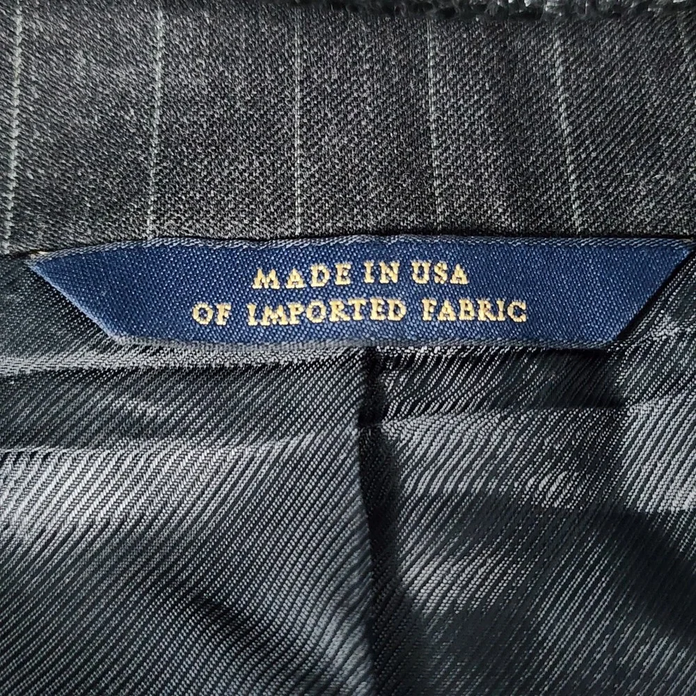 Brooks Brothers Suit Mens 46XL 35W Grey Pinstripe 1818 Fitzgerald Made In USA